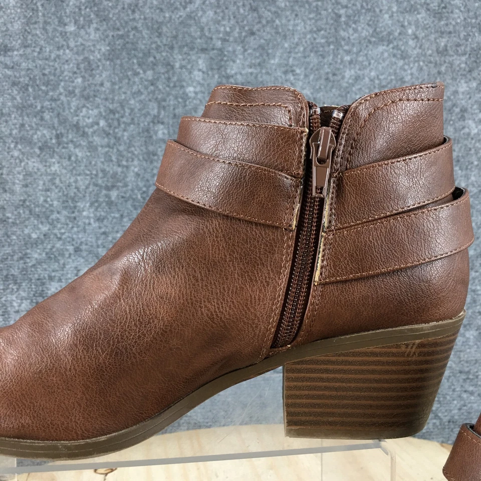 Charlotte Russe ботинки женщин 9 стороны молнии лодыжки ботинок коричневый искусственной кожи каблуки - Изображение 4 из 4