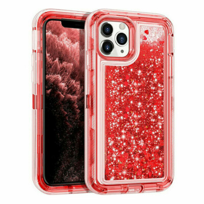 For iPhone 15 14 13 12 11 Pro Max Plus Liquid Glitter Shockproof Defender Case