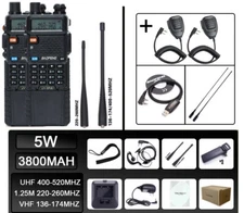 2PCS BAOFENG UV-5RIII 5W TRI-BAND UHF FM HAM TWO-WAY RADIO WALKIE TALKIE 3800MAH