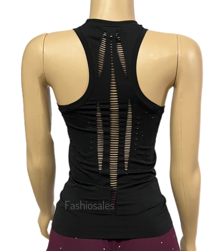 Victorias Secret Seamless Perforation Sports Tank Top Black New - Picture 2 of 2
