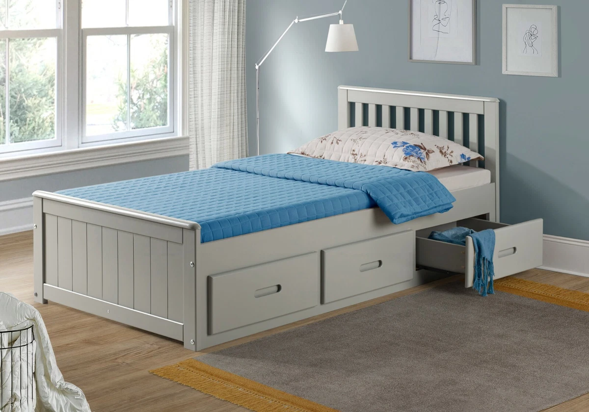 3FT Single Grey Mission Bed with 3 drawer Storage eBay