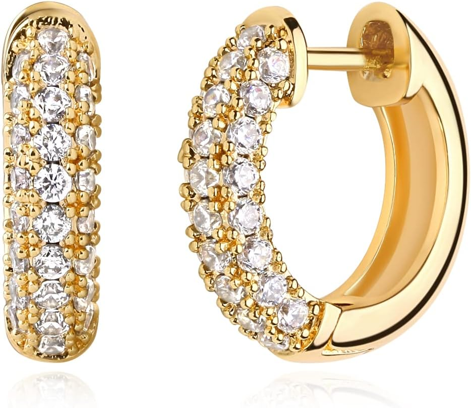 14K Gold Plated Women's Minimalist Huggie Hoop Ear Stud Cuff