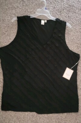 NWT VILA MILANO Black Ruffle 2X Short Sleeve Blouse Top 