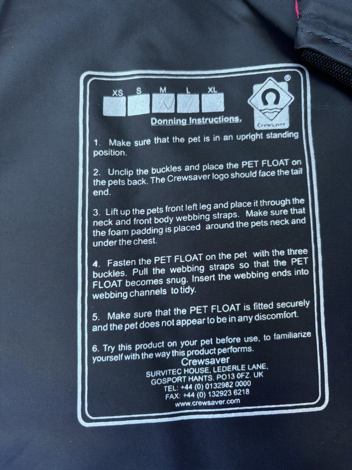 CREWSAVER PET FLOAT DOG LIFE JACKET MEDIUM IMMACULATE CONDITION. eBay