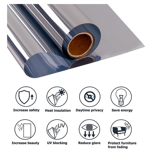 One Way Mirrored Window Film Silver Reflective Privacy Glass Sticker Anti-UV - Picture 2 of 12