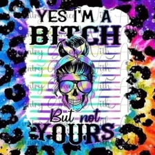 20oz Skinny Tumbler Sublimation Transfer Print Not Yours Skull Ready To Press