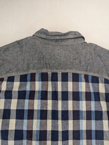 Harley Davidson Camicia Uomo XL Blu Contrasto Giogo Slim Fit Muscolo Western Plaid - Foto 11 di 13