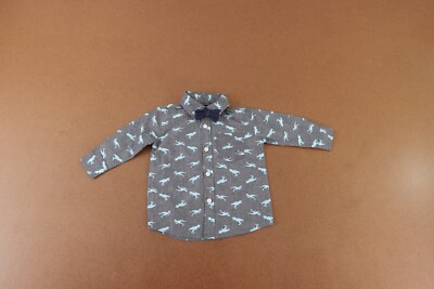 Buttons & Thread Baby Boy 12 Months Blue Dinosaur Long Sleeve Bow Tie Shirt New