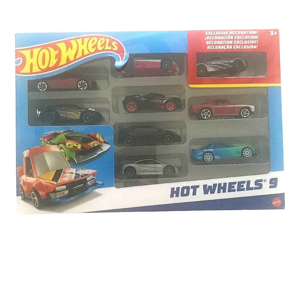 HOT WHEELS Mattels 9-Car Variety Gift Pack Exclusive Decoration!!