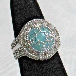 Details About Delatori Sterling Silver 480 Ct Amazonite Topaz Openwork Ring Size 7 Qvc 115 - 