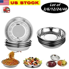 Lot of 3/6/12/24/48 Stainless Steel Plates 7" Dinner Plates Dish Camping Picnic