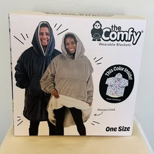 NEW The Comfy Wearable Blanket Oversize Hoodie Flower Checkered Sherpa Lined OS