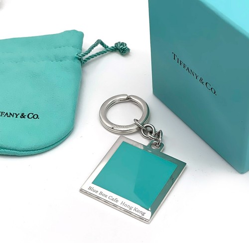 Tiffany & Co Sterling Silver Enamel Blue Box Cafe Hong Kong Keychain