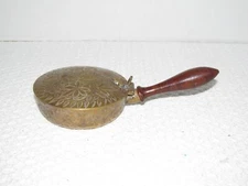 Floral Etched Brass Silent Butler, Bed Warmer, Crumb Catcher, Ash Pan India Vtg
