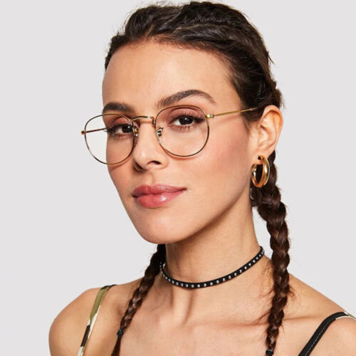 gafas de diseño para mujer marcos retro dorado gafas redondas marco lente 2019 | eBay