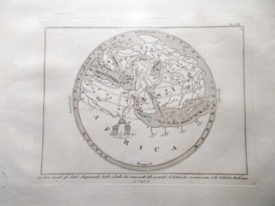 Original Antique Print The Earth According To The Arabs Edrisi Period 1835-1845