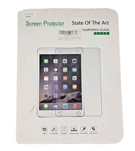 Fire HD 10 (2 Pack) Screen Protector *Brand New* State of The Art Tempered Glass