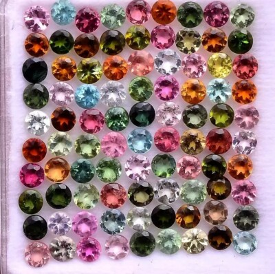 Natural Mix Color Sapphire 4 mm Cut Round 50 Piece Certified Loose Gemstone Lot