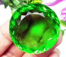 Green Topaz Round Shape 89.05 Ct Loose Gemstone Certified With Free Gift