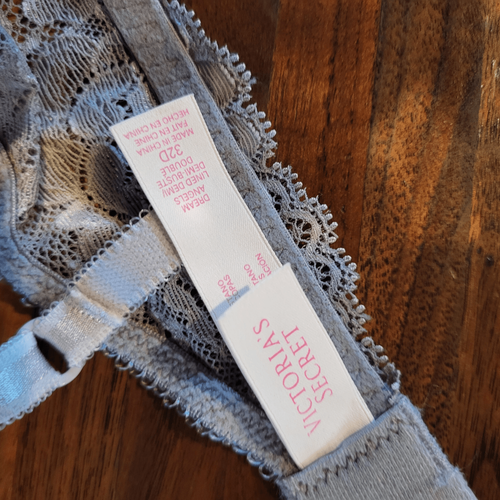 Victoria's Secret Push Up BH 32D Bügel Strass Detail Spitze gepolstert Cup grau - Bild 7 von 8