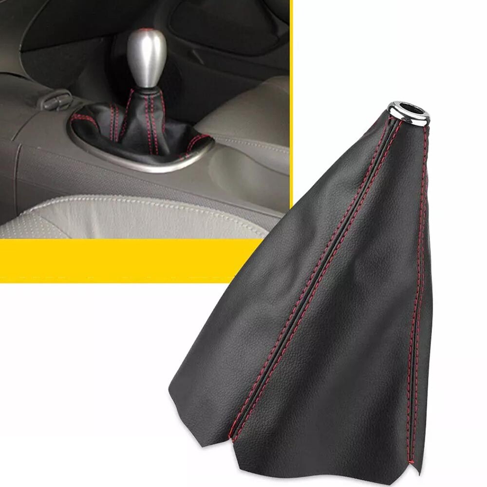 Universal Car Shift Knob Shifter Boot Cover w/Stitches PVC Leather MT/AT Sport H