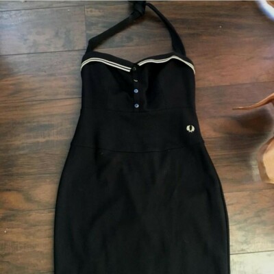 Fred Perry Amy Winehouse Black Halter Neck Mini Dress - Size 10 | eBay Fred Perry Amy Winehouse Black Halter Neck Mini Dress - Size 10 | eBay