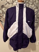 Nike Windbreaker Full Zip Jacket SMALL Blue White Colorblock Nylon F60105 FHS