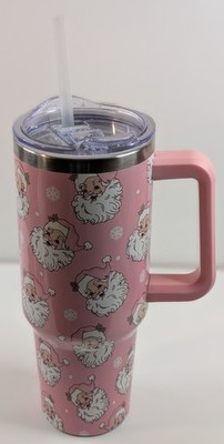 Pink Christmas Tumbler Stainless Steel Double Walled Insulated Hot/Cold 40oz