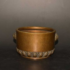 Pure Copper Imitation Purple Copper Red Copper Double Ear Lion Head Incense Burn