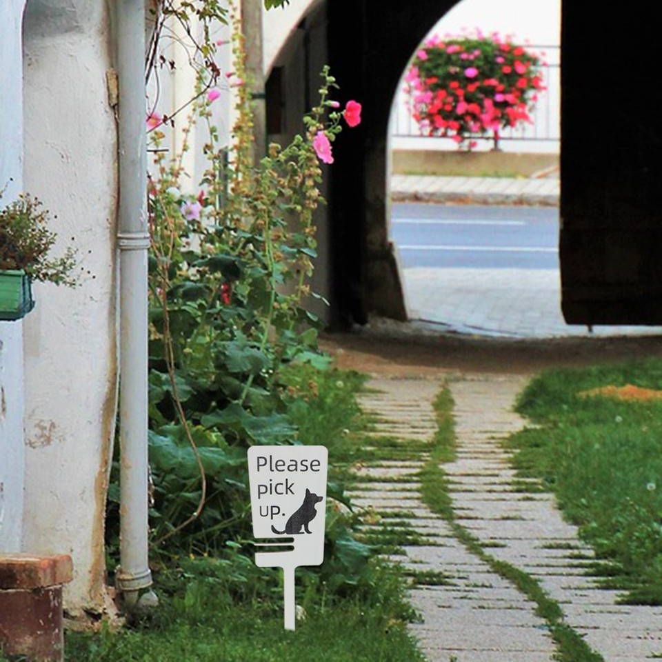 No Pooping Dog Warning Sign Stake Garden Decoration Please Pick Up Yard ...