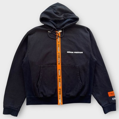 Heron Preston Handle With Care Hoodie mit durchgehendem Reißverschluss schwarz Herren Medium Tape Logo 