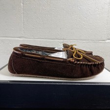 Minnetonka Cally Brown Suede Faux Fur Moccasin Slippers Slip On Women's 10 US