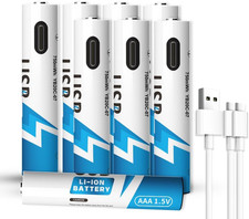 AAA USB Rechargeable Lithium Batteries, Lithium 1.5V 750 Mwh, Long Lasting, Char