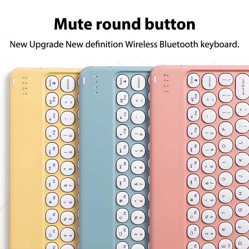 round Key Bluetooth Wireless Keyboard for Android IOS Tablet Keyboard and Mouse - Image 4 of 4