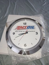 AmsOil Synthetic Motor Oil 14" Quartz Ad Clock - New, Other
