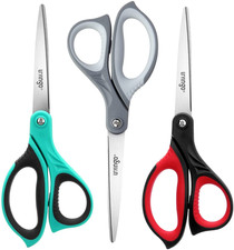 8.5" Scissors All Purpose, 3 Pack Ultra Sharp Blade Shears, Professional Ergonom