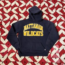 Vintage Russell Faded Hoodie Mens Medium Blue Graphic As Is Stained