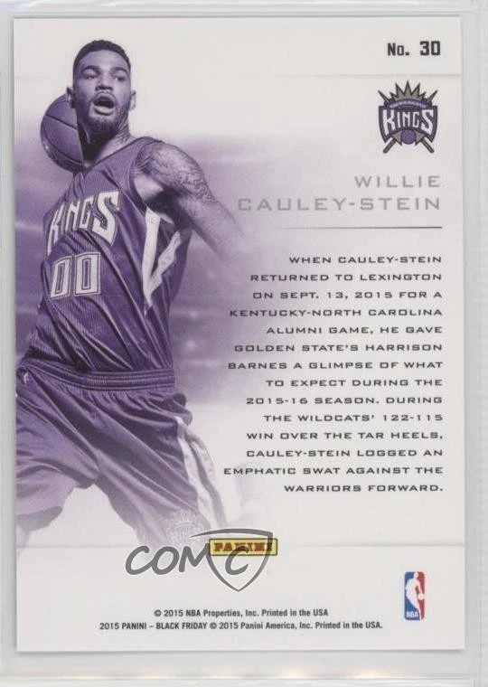 2015 Panini Black Friday Cracked Ice /25 Willie Cauley-Stein #30 Rookie RC - Image 2 of 2