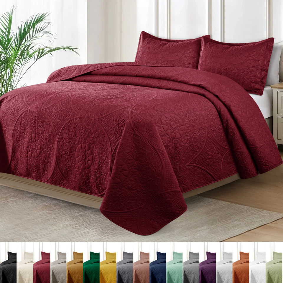 BEDDING SELLER Ultra Soft Quilt Bedspread Set Reversible Coverlet Bedding Throw Twin Queen King