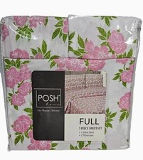 3 Piece FULL Sheet Set Floral Rosie Pink -1 Fitted Sheet  2 Pillowcase