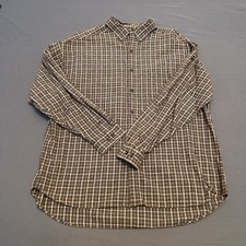 Camisa Structure Outdoor Para Hombre XL Manga Larga Con Botones Marrón Algodón a Cuadros