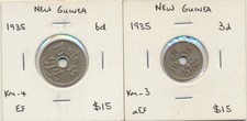 New Guinea: 1935 3d Threepence & 6d Sixpence KM-3, 4. Above Average (2 Coins)