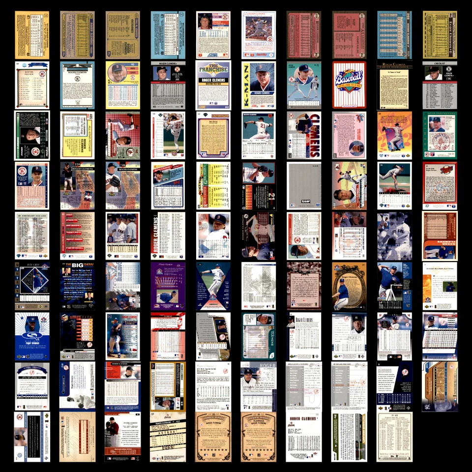 Lote 89 tarjetas de béisbol diferentes Roger Clemens 1987-2005 Medias Rojas/TOR/NYY/Astros Foto 2 de 4