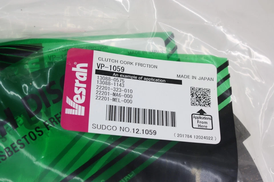 Placa de disco de fricção VESRAH CLUTCH CONJUNTO DE 12 PARA 2001-2005 KAWASAKI NINJA ZX12R - Imagem 3 de 4