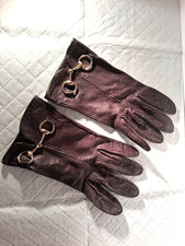 Gucci Brown Leather Gloves Horsebit Ladies Size 7