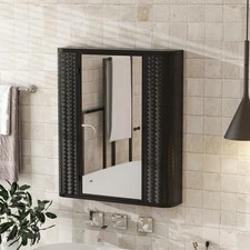 Wall Mounted Medicine Cabinet Mirrored Door Farmhouse Bathroom Organizer