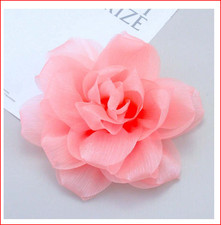 Extra Large Netting Fabric Flower Brooch Pin Pink