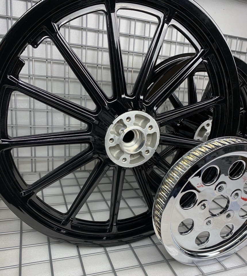 Harley Dyna 2000 Up Wheels FXDL LOWRIDER 13 SPOKES Gloss Black 1” Rims ...