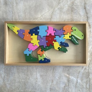 Dinosaur A to Z Wooden Learning Puzzle T-Tex Letters Numbers Montessori