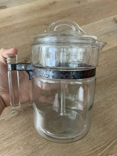 Vintage Pyrex Glass Coffee Percolator Pot 6 Cup Complete All Glass USA Rare